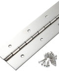 Marine Grade Heavy Duty Piano Hinge 48 Inch By 2 Inch Wide Solid Stainless Steel 0.060 Thick with screws included.