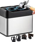 Slick Electric Coffee Knock Box With Quick Portafilter Cleaner For Tight Espresso Pucks, motorized unit with scrapers and brushes.