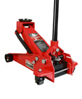 3 Ton Floor Jack With Fast Lift Hydraulic Service Jack made from heavy duty steel, red with 4 inch saddle for garages and shops