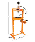 Beefy 12 Ton Hydraulic Shop Press With Adjustable Height Remote Cylinder And Pressure Gauge For Heavy Duty Auto And Metalworking Projects