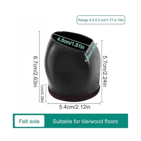 Set Of 15 Rubber Chair Wheel Stoppers And Caster Cups Floor Protectors For Office And Home, size dimensions shown