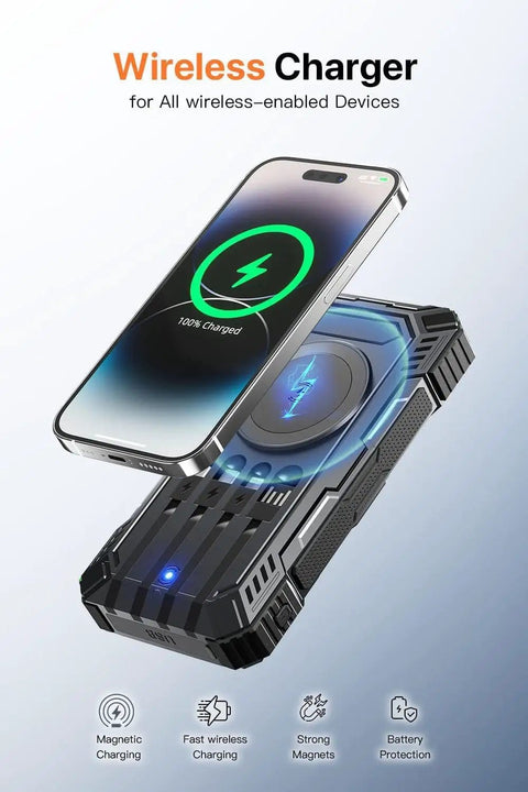 Power Bank 49800mAh Solar Portable Charger with Wireless Charging USB C 15W Fast Charge and Phone Display