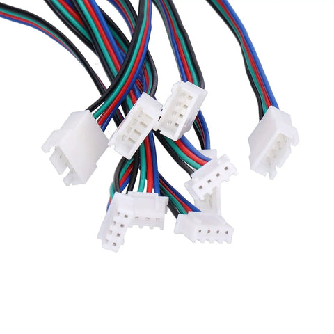 Professional Grade Five Pack Xh2 54 Four Pin Motor Extension Leads For Extruders And Servo Motors At Two Meters with connectors.