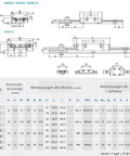 Technical diagram and dimensions table for MGN9H Black Linear Guide Rail 400mm With MGN9H Bearing Steel Carriage Block For 3D printers.