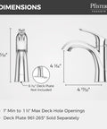 Weller Single Handle Bathroom Sink Faucet In Polished Chrome With dimensions shown for faucet height and spout reach by Pfister