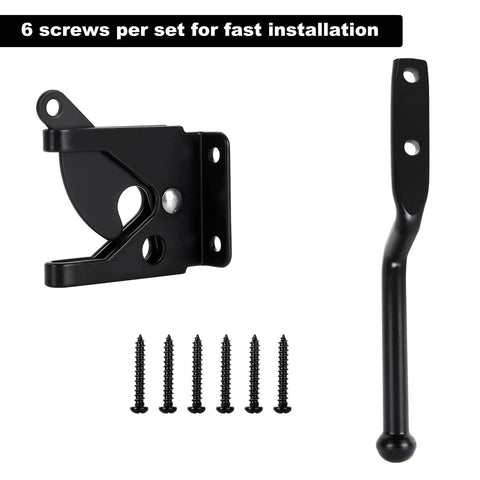 2 Pack Gate Latch For Wooden Fences, Gravity Self Locking, Heavy Duty Stainless Steel Hardware Kit, installation hardware