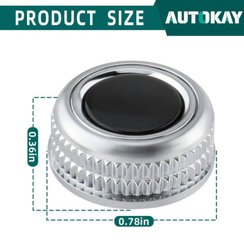 Audi Plug And Play Volume Control Knob Replacement Fits A4 2013 2015 Allroad 2013 2015 Quattro 2013 2015 Q5 2013 2017 A5 2012 2016 S4 RS5 2011 2016 8T0919070B, shown in product size dimensions with silver and black design.
