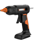 Cordless Full Size Hot Glue Gun With 20V Power Share Battery And Charger shown in angled view