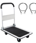 Foldable Platform Cart With 330 Lb Capacity And Two Ropes, Easy Fold, Quiet Push Cart for heavy-duty loads, includes ropes
