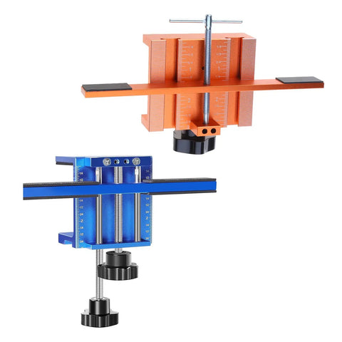 Aluminum Cabinet Door Mount Clip For Easy Peasy Furniture Installation Red Corrosion Resistant Sturdy Door Panel Mounting Solution For Kitchen Cabinets Wardrobes And Woodworking Projects, orange and blue versions on white background