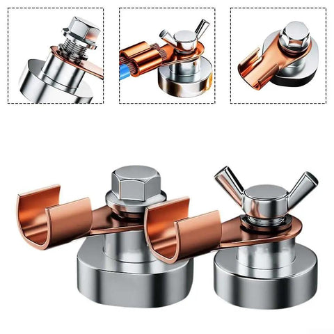 Heavy Duty Magnetic Welding Ground Base Clamp Holder For Welding Kit With Strong Magnet And Large Suction Pro Grade Copper Tail Clamps