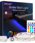RGB Led Strip Lights With Motion Sensor And Timer, Color Changing LED Tape for Bed Stairs Shelf Desk and Cabinets packaging and remote