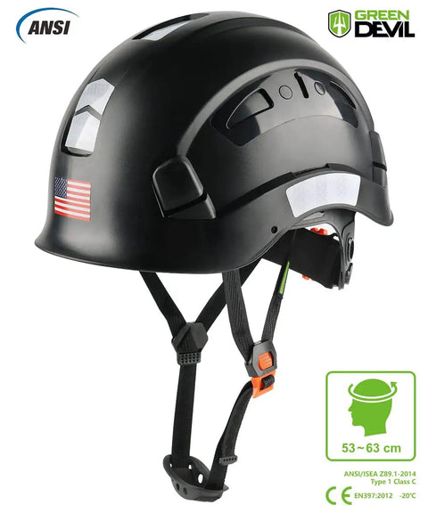 Lightweight Vented Safety Helmet With Adjustable Six Point Suspension And ABS Construction ANSI Z89 1 Approved back view
