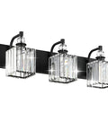 Crystal Black Vanity Light For Bathroom, 3 Light 24 Inch Modern Matte Black Over Mirror Fixture, Sleek Dimmable E26 Setup
