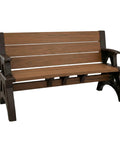 Two In One Outdoor Bench And Picnic Table Foldable And Weatherproof For Patio Lawn Garden Or Deck, espresso finish seen as a bench