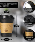 100 Pack 12 Oz Thickened Coffee Cups With Lids Sleeves And Straws For To Go Coffee At Home Office Cafes And Parties Black 12 Oz Cups Bundle Perfect For Grab And Go Convenience