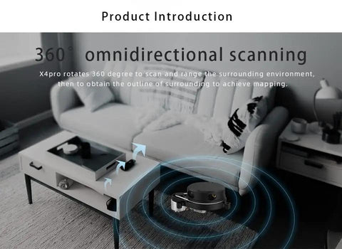RPLIDAR X4 Pro 2D Lidar Sensor in living room demonstrating 360 degree scanning for autonomous robot navigation and obstacle avoidance