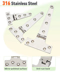 316 Stainless Steel T Hinges 6 By 3 In Built To Last Heavy Duty Marine Grade Door Hinges That Resist Rust With Mirror Polish Finish Weatherproof For Coastal Use And Harsh Environments, mirror-polished 316 stainless T hinges