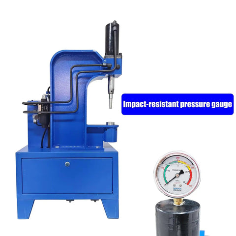 Heavy Duty 220V Electric Riveting Machine With Pure Copper Motor featuring an impact-resistant pressure gauge for precise measurements.