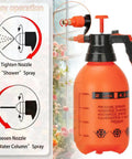 Two Pack 2L Handheld Garden Pump Sprayers With Adjustable Brass Nozzle, 70oz Orange Bottle, Rustproof, for Plants and Weeds