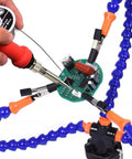 Must Have Handy Pro Tabletop Clamp Base Helping Hands Soldering Third Hand Tool with PCB and LED Magnifier in use