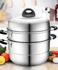 Stacked stainless steel pots with a black Bakelite handle, heat resistant, suitable for pot lid knob replacement for Crockpot and slow cooker lids.