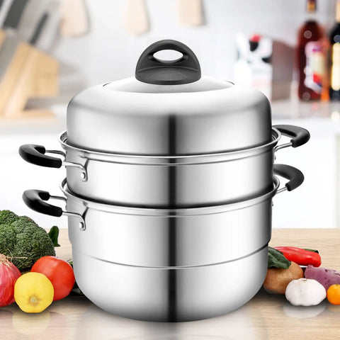 Stacked stainless steel pots with a black Bakelite handle, heat resistant, suitable for pot lid knob replacement for Crockpot and slow cooker lids.
