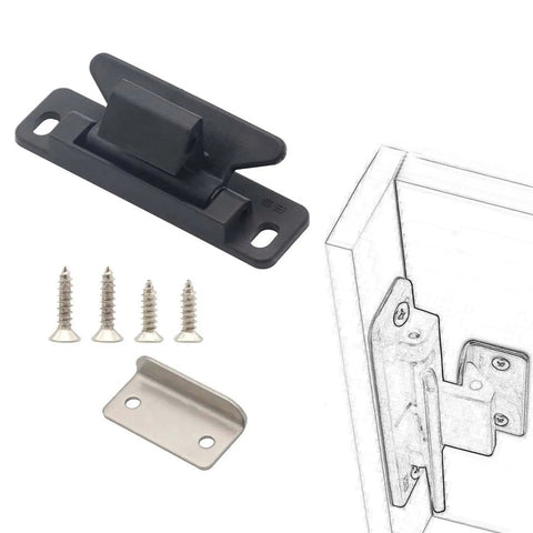 Black Nylon Metal Closet Door Catch And Cabinet Handle With Secure Drawer Latch For Rv Mobile Homes Cars Yachts And Cupboard Doors That Save Space with screws
