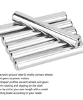 Stainless Steel D Shaft Axle Set For Toy And Robot Cars, 6 Pieces, 40mm x 6mm, Ground 303/304 Steel, arranged stack view