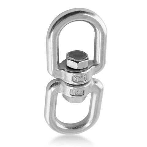 Heavy Duty M8 304 Stainless Steel Double Ended Swing Swivel Eye Hook For Rigging And Marine Applications, Corrosion Resistant, Built To Last, Beefy Load Bearing Capacity, 8mm