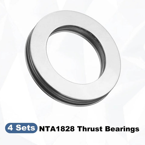 NTA1828 Thrust Needle Roller Bearing Set With 8 Washers, Chrome Steel, angle view, ID 1-1/8 In, OD 1-3/4 In, 4 Pack