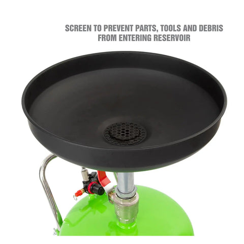 18 Gallon Spillproof Portable Oil Drain Pan With Rolling Cart And Steel Waste Oil Container, adjustable funnel with screen