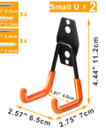 Heavy Duty Wall Hook Set 2 Pack For Garage Storage Durable Metal Wall Mount Hooks shown with size dimensions and screws