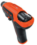 4V Max Cordless Electric Screwdriver with 180 RPM 8 bits and rotating bit cartridge built in storage LED light for quick bit access