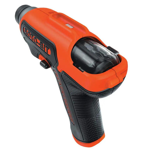4V Max Cordless Electric Screwdriver with 180 RPM 8 bits and rotating bit cartridge built in storage LED light for quick bit access