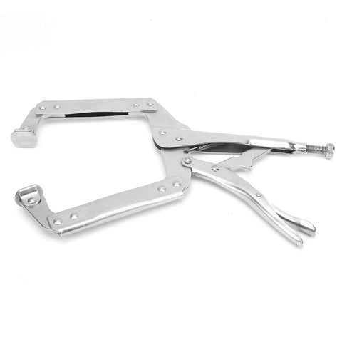 Heavy Duty Locking Pliers Quick Clamp for Woodworking and Welding C Shaped Jaw Holding Tool with Wide Mouth 14 Inch Grip One Hand Lock Durable Alloy Steel 1 Pack for Steady Boards and Metal Parts, 14 inch