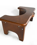 Squatting Toilet Stool From USA Grown Solid Oak, Rugged Wood Bathroom Aid, angled view showing water resistant finish
