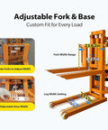 Heavy Duty Electric Pallet Stacker With 660 Lbs Capacity Lift Height 47 Inches showing adjustable fork and base width measurements.
