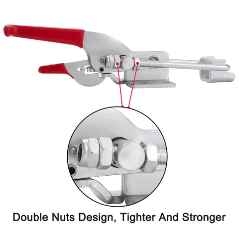 Heavy Duty Toggle Clamp Latch 2000 Lbs Capacity Self Locking U Bolt Adjustable, side view with double nuts for tire carriers and more