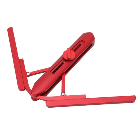 No Sweat Miter Saw Angle Duplicator Professional Grade Foldable Angle Finder Protractor For Crown Molding Baseboards Stairs Lightweight Aluminum showing red lightweight aluminum angle finder.