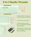 3-in-1 Needle Threader from Multifunctional Needle Threader Kit For Hand And Machine Sewing With 2 In 1 Automatic Threaders And 3 In 1 Threader With Storage Box Colayerist 3 Piece Sewing Supplies Set With quick stitching and protective features.