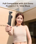 Person holding 5000mAh Battery Grip For Pocket 4 By 3 Camera With 20W Fast Charge Wireless Microphone Pass Through Direct Connection.