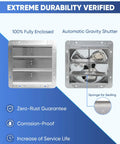 12 Inch Shutter Exhaust Fan Wall Mounted Aluminum With 1.65 Meters Power Cord Kit High Speed 1450 CFM Beefy Heavy Duty Vent Fan