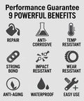 Infographic showcasing 9 benefits of Low Temperature Aluminum Welding Rods Set 30 60 90 Pcs for Metal Repair Easy Melt.