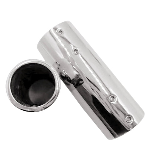 Side view of marine straight pipe connector, 316 stainless steel, 25mm (1 in) tube fitting, 2-pack.