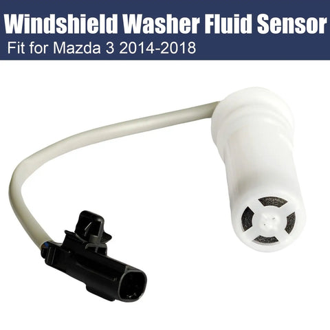 Plug And Play Windshield Washer Fluid Level Sensor For Mazda 3 2014-2018 Replacement Part BJT6-67-488 Easy Install Durable Auto Sensor Keeps Your Fluid Level Accurate. white plastic sensor with black connector and tube