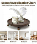 10 Inch Solid Wood Lazy Susan Turntable Organizer For Cabinets And Pantries No Fuss Smooth Silent 360 Degree Spin With Zinc Plated Steel Mechanism Raised Edges Water Resistant Coating Farmhouse Style Kitchen Countertop Decor Rustic Vanity Tray with candle and decor
