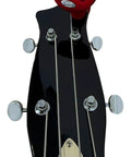 ST-2 Multi Instrument Chromatic Tuner with rechargeable battery on guitar headstock, showing E note tuning, eco-friendly design.