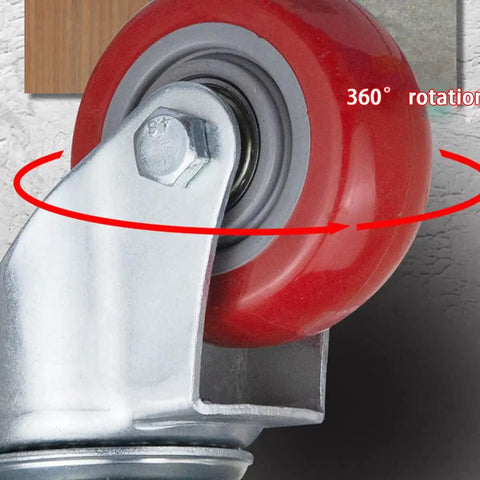 Rugged Heavy Duty Swivel Casters With M12 Threaded Studs Dead Silent Pu Wheels Secure Locking Brakes showing 360° rotation feature.