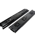 Heavy Duty 3 Stage Soft Close Drawer Slides For Rock Solid Cabinet Builds Featuring Smooth As Silk Ball Bearing Glide and Bummer Free Full Extension in a 12 Inch drop. Black metal construction.